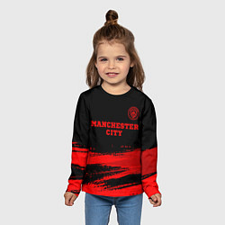 Лонгслив детский Manchester City - red gradient посередине, цвет: 3D-принт — фото 2