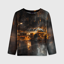 Детский лонгслив Желтый БМВ в огне