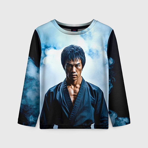 Детский лонгслив Брюс Ли в дыму / 3D-принт – фото 1