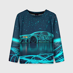 Лонгслив детский BMW неоновый фон, цвет: 3D-принт