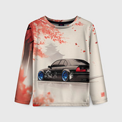 Детский лонгслив Черная БМВ и сакура