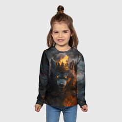 Лонгслив детский Волк в огне, цвет: 3D-принт — фото 2