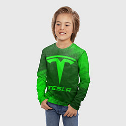 Лонгслив детский Tesla - green gradient, цвет: 3D-принт — фото 2