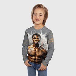 Лонгслив детский Мухаммед Али на сером, цвет: 3D-принт — фото 2
