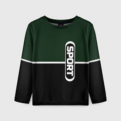 Детский лонгслив Sport зелёно-чёрный с полосой