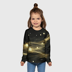 Лонгслив детский Золотистый свет на черной текстуре, цвет: 3D-принт — фото 2