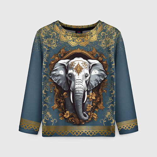 Детский лонгслив Слон лотос и золотая мандала / 3D-принт – фото 1