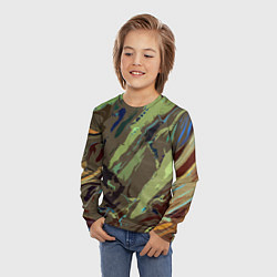 Лонгслив детский Абстракция тон хаки, цвет: 3D-принт — фото 2