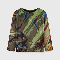 Лонгслив детский Абстракция тон хаки, цвет: 3D-принт