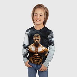 Лонгслив детский Бодибилдер в черном дыму, цвет: 3D-принт — фото 2