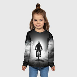 Лонгслив детский Велосипедист в дыму, цвет: 3D-принт — фото 2