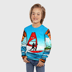 Лонгслив детский Виндсерфинг на волне, цвет: 3D-принт — фото 2