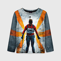 Лонгслив детский Биатлонист на сером, цвет: 3D-принт