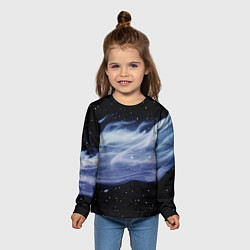 Лонгслив детский Синяя волна в космосе - текстура, цвет: 3D-принт — фото 2