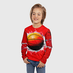 Лонгслив детский Ватерполистский мяч на красном, цвет: 3D-принт — фото 2
