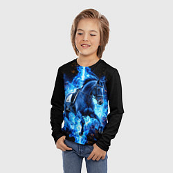 Лонгслив детский Лошадь из конного спорта в огне, цвет: 3D-принт — фото 2