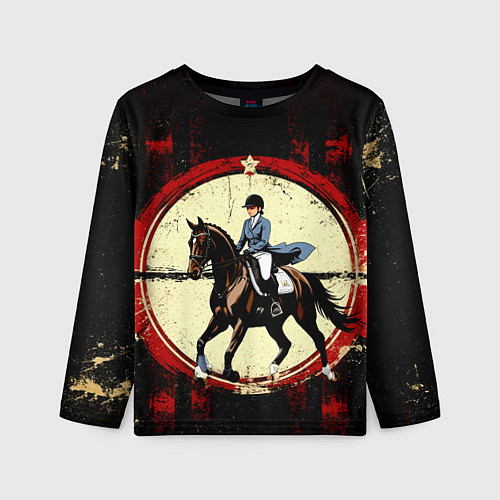 Детский лонгслив Наездница конный спорт / 3D-принт – фото 1