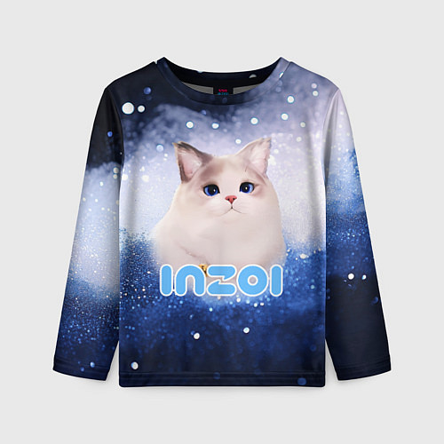 Детский лонгслив Inzoi логотип с белой кошечкой / 3D-принт – фото 1