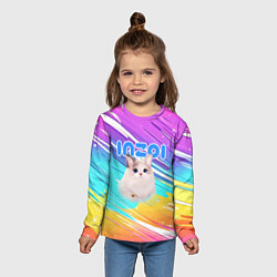 Лонгслив детский Inzoi кошечка на радужном фоне, цвет: 3D-принт — фото 2