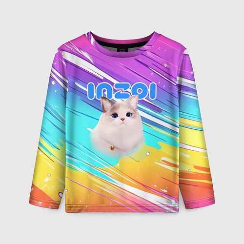Детский лонгслив Inzoi кошечка на радужном фоне / 3D-принт – фото 1