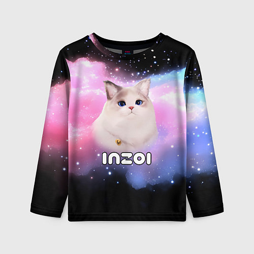 Детский лонгслив Inzoi логотип и кошечка на облаке / 3D-принт – фото 1