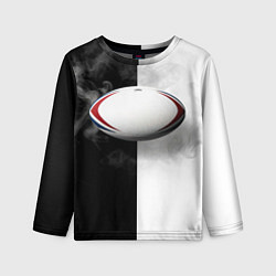 Лонгслив детский Мяч для регби в черно-белом, цвет: 3D-принт