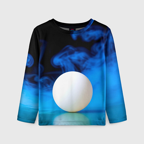 Детский лонгслив Мяч для пинг понга и синий дым / 3D-принт – фото 1