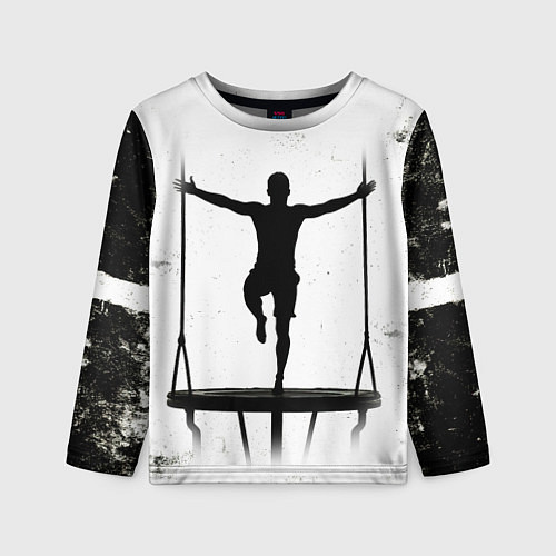 Детский лонгслив Прыжки на батуте черно-белое / 3D-принт – фото 1