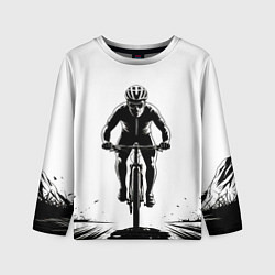 Лонгслив детский Велосипедист чб, цвет: 3D-принт
