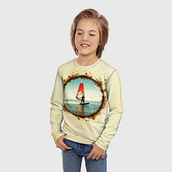 Лонгслив детский Виндсерфер на бежевом, цвет: 3D-принт — фото 2