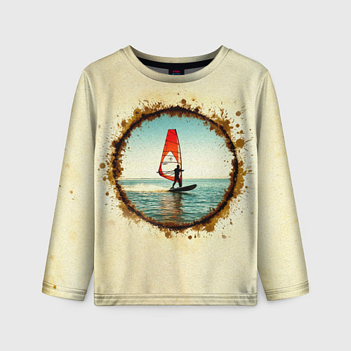 Детский лонгслив Виндсерфер на бежевом / 3D-принт – фото 1