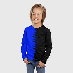 Лонгслив детский Чёрно-синий пополам с переходом, цвет: 3D-принт — фото 2
