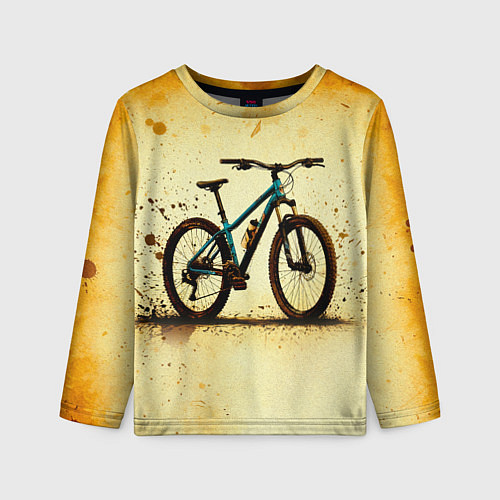 Детский лонгслив Горный велосипед на бежевом / 3D-принт – фото 1