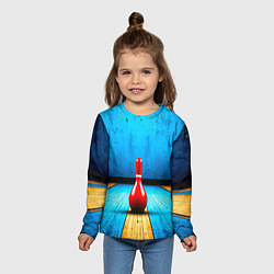 Лонгслив детский Красная кегля на синем, цвет: 3D-принт — фото 2