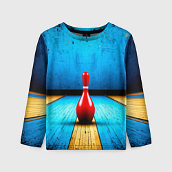 Детский лонгслив Красная кегля на синем