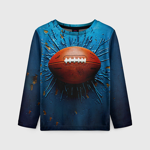 Детский лонгслив Мяч для американского футбола на синем / 3D-принт – фото 1