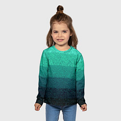 Лонгслив детский Бирюзовый градиент полосами, цвет: 3D-принт — фото 2