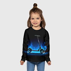 Лонгслив детский Самокат в синем пламени, цвет: 3D-принт — фото 2