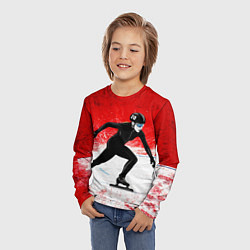 Лонгслив детский Скоростной бег на коньках в красном, цвет: 3D-принт — фото 2