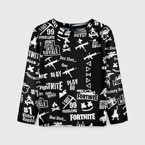 Детский лонгслив Черно белые логотипы игр / 3D-принт – фото 1