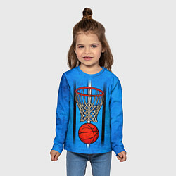 Лонгслив детский Кольцо с баскетбольным мячом на синем, цвет: 3D-принт — фото 2