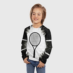Лонгслив детский Теннисная ракетка в черно-белом, цвет: 3D-принт — фото 2
