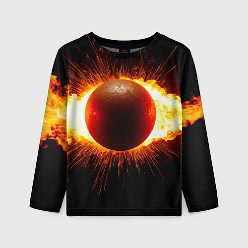 Детский лонгслив Ядро для талкания в огне / 3D-принт – фото 1