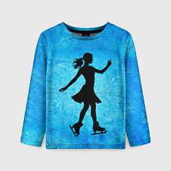 Лонгслив детский Фигуристка на синем, цвет: 3D-принт