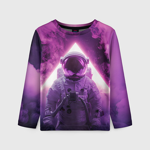 Детский лонгслив Космонавт и фиолетовый космос / 3D-принт – фото 1
