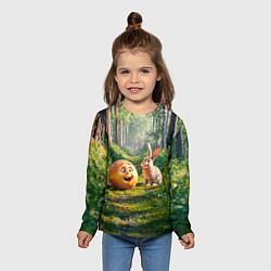 Лонгслив детский Колобок и заяц в лесу, цвет: 3D-принт — фото 2