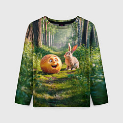 Лонгслив детский Колобок и заяц в лесу, цвет: 3D-принт
