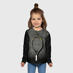 Лонгслив детский Теннисная ракетка на черном, цвет: 3D-принт — фото 2