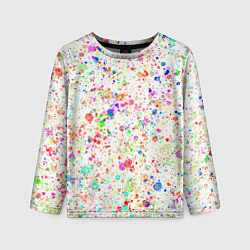 Детский лонгслив Белый с разноцветными брызгами