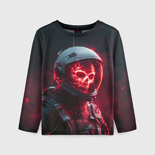 Детский лонгслив Красный скелет космонавта / 3D-принт – фото 1